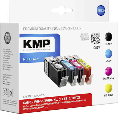 KMP C89V Πακέτο Συμβατών Μελανιών Εκτυπωτή InkJet Canon PGI-550/CLI-551XL Πολλαπλό (Color) / Μαύρο 4τμχ