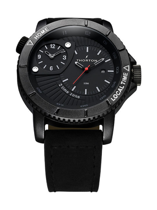 Thorton Horik Ανδρικό Ρολόι 49mm Μπαταρίας με Μαύρο Καουτσούκ Λουράκι