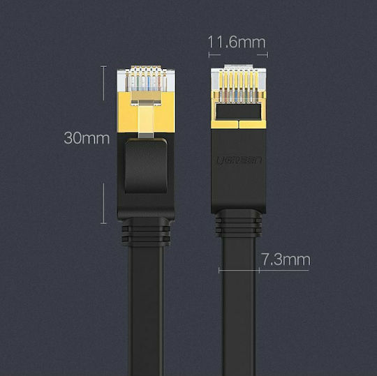 Ugreen Flat U/FTP (STP) Cat.7 (10Gbps) Καλώδιο Δικτύου Ethernet 2m Μαύρο