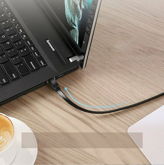 Ugreen Flat U/FTP (STP) Cat.7 (10Gbps) Καλώδιο Δικτύου Ethernet 2m Μαύρο