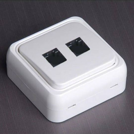 Eurolamp Double External Network Socket RJ45 In White Colour 147-16246