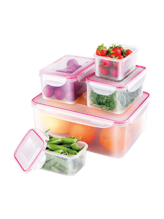 Lamart Lunch Box Plastic Pink Suitable for for Lid for Microwave Oven 5pcs