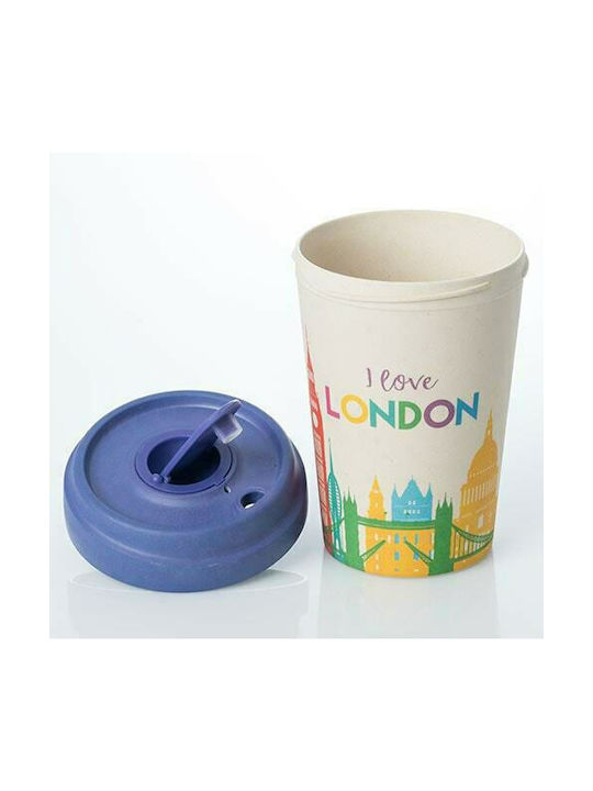 Chic Mic I Love London Bamboo Cup with Lid White 400ml