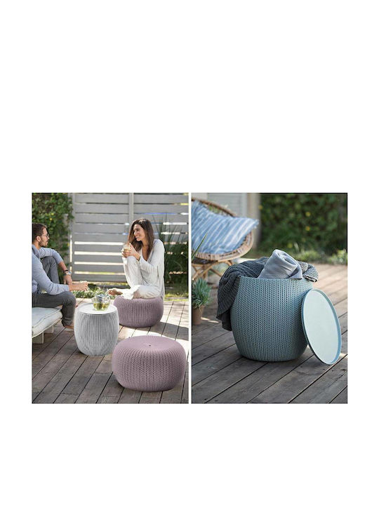 Plastic Stool Outdoor Knit Μπλε 1pcs 40.6x40.6x41.3cm