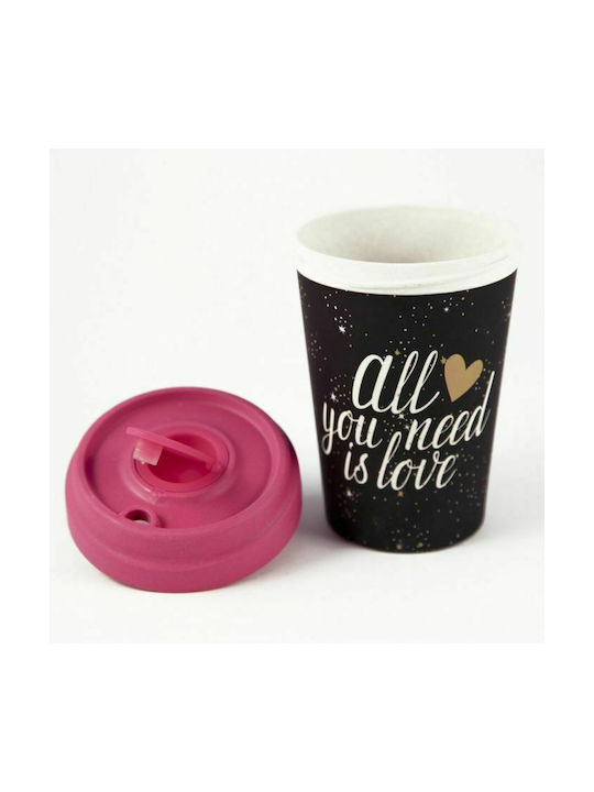 Chic Mic All You Need Is Love Bamboo Cup with Lid Gold 400ml