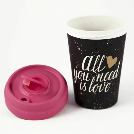 Chic Mic All You Need Is Love Κούπα Μπαμπού με Καπάκι Gold 400ml