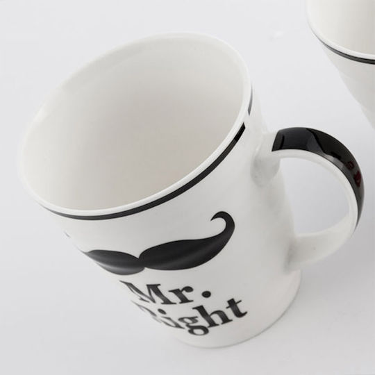 ArteLibre Mr Right & Mrs Always Right Κούπα Κεραμική Λευκή 330ml 2τμχ