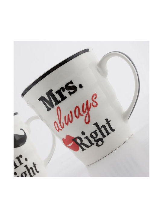ArteLibre Mr Right & Mrs Always Right Cană Ceramică Albă 2buc