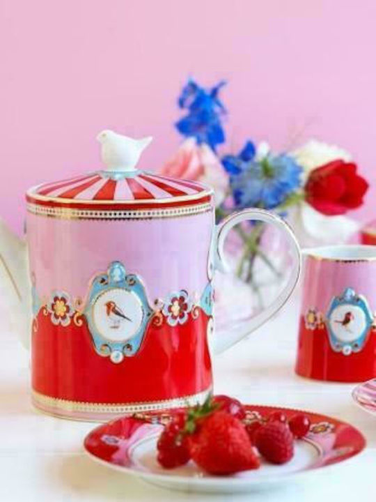 PiP Studio Love Birds Medalion Tea Set Porcelain in Pink Color 1300ml 1pcs