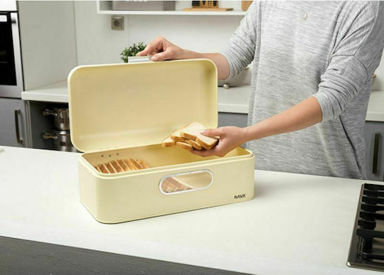 Nava Terrestrial Cutie de pâine cu capac Metalic Bej 42.5x23x16.5cm