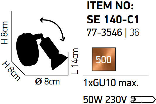 Home Lighting Single Spot with Socket GU10 in Copper Color