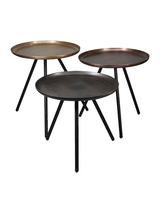 Round Side Table Caliper Metal Bronze Black L45xW45xH46cm.