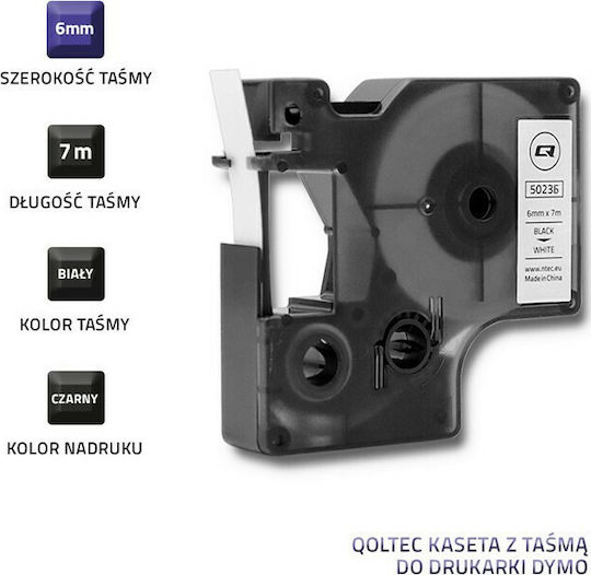 Qoltec D1 43613 Label Maker Tape 7m x 6mm in White Colour Compatible with Dymo D1