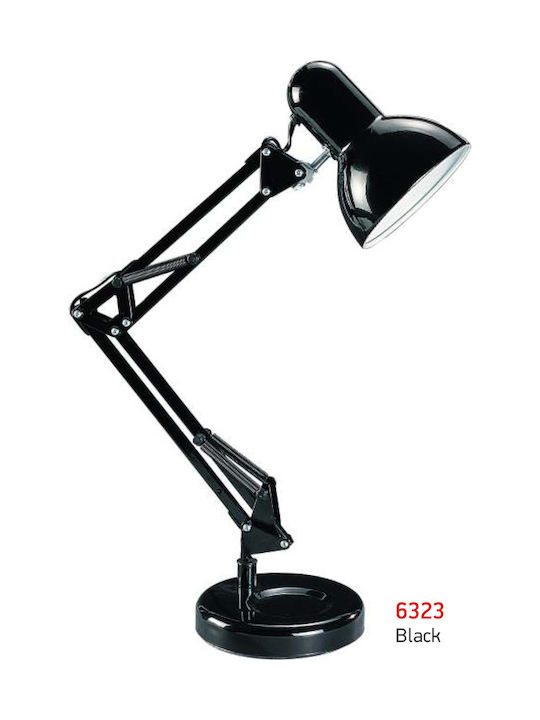 Spot Light Office Lamp with Foldable Arm for Socket E27 in Black Color