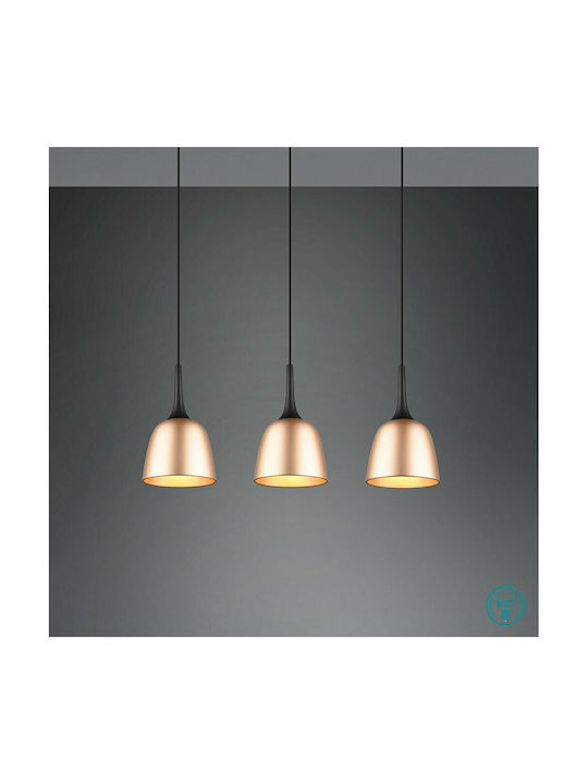 Trio Lighting Chiron Hängelampe Kupfer Schiene mit Fassung E27 90x20x20cm.