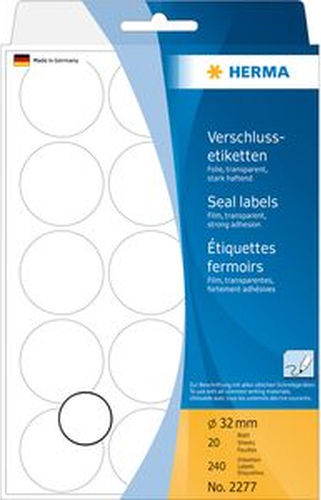 Herma Round Small Adhesive Transparent Label 32mm 240pcs