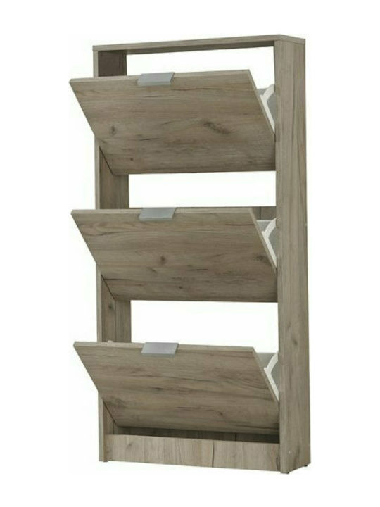 Ξύλινη Παπουτσοθήκη Hugo 23 με 3 Ράφια Grey Oak Μ67xΠ28xΥ119cm