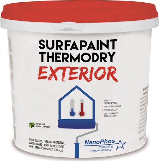 Nanophos SurfaPaint ThermoDry Exterior Plastic Acrilyc Thermal insulation Paint for Exterior Use White 10lt