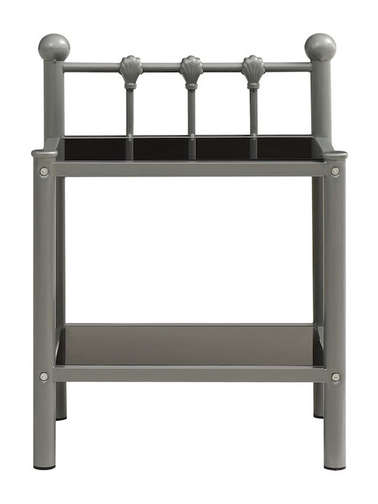 Noptiere Metalice cu Suprafață de Sticlă Grey / Black 2buc 45x34.5x60.5cm