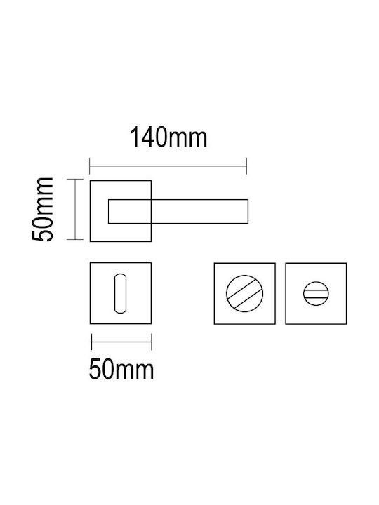 Viometale Hebel Vordertür mit Rosette Links 06.803 RO 06.01.MK803.K4 Black