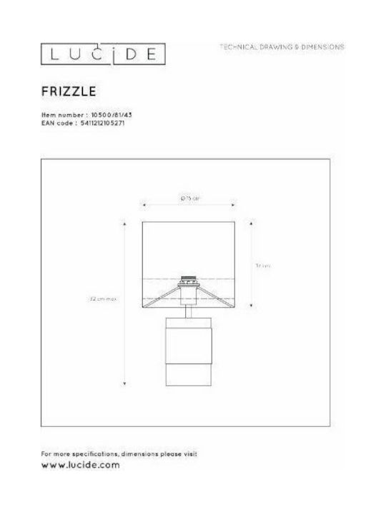 Lucide Lightning Extravaganza Frizzle Metal Table Lamp for Socket E14 with Brown Shade and Gold Base
