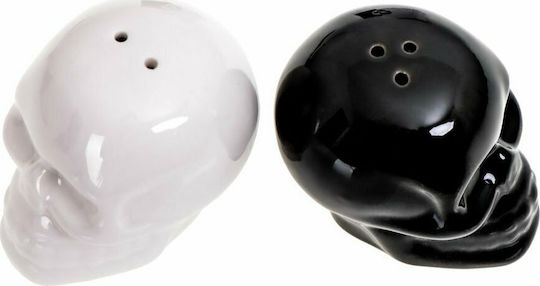 Gadget Master Череп Σετ Αλατοπίπερο Керамика White - Black 2бр