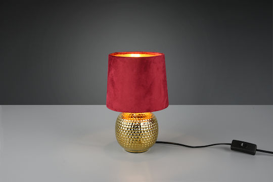 Trio Lighting Sophia Metal Table Lamp for Socket E14 with Red Shade and Gold Base