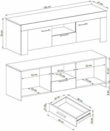 Riviera Επιδαπέδιο Καφέ 155x50x47εκ. Riviera Επιδαπέδιο Καφέ 155x50x47εκ.