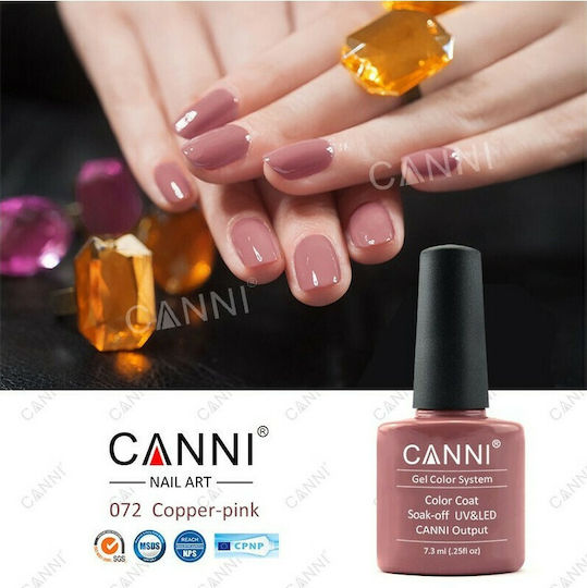 Canni Classic Ημιμόνιμο Βερνίκι Νυχιών 072 Copper Pink 7.3ml