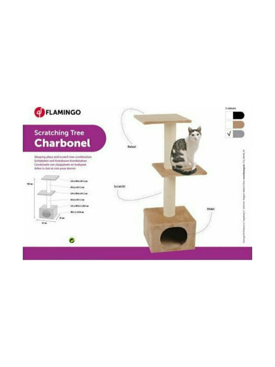 Flamingo Charbonel Scratching Post Cat Trees Gray 3 levels 47x35x103cm