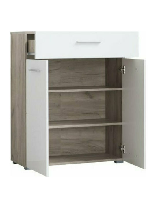 Beny Sideboard Wooden with Drawers Grey Oak / White Lacquer 79x35x97.5cm