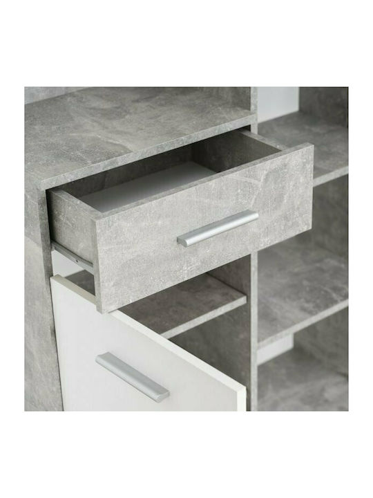 Martin Entry Furniture with Mirror / Hanger / Shoe Rack & Wardrobe Concrete / White 133.5x33x197.5cm