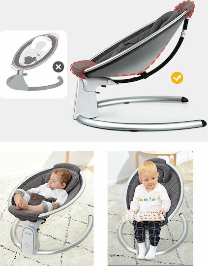 Hot Mom Ηλεκτρικό Relax Μωρού BB200 με Μουσική Γκρι για Παιδί έως 9kg