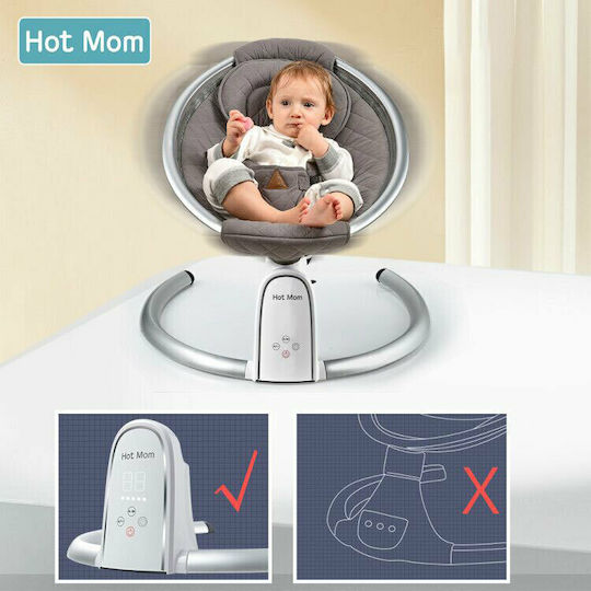 Hot Mom Ηλεκτρικό Relax Μωρού BB200 με Μουσική Γκρι για Παιδί έως 9kg