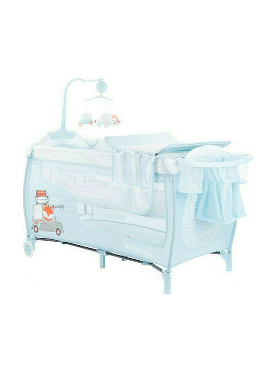 Kikka Boo Dolce Sonno Plus Laufstall 2 Ebenen mit Wickeltisch & Matratze Hellblau 128.5x66.5cm