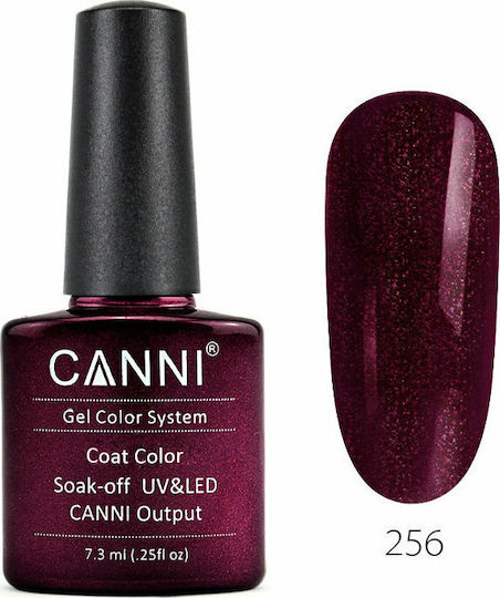 Canni Classic Ημιμόνιμο Βερνίκι Νυχιών 256 Glitter Dark Red με Glitter 7.3ml