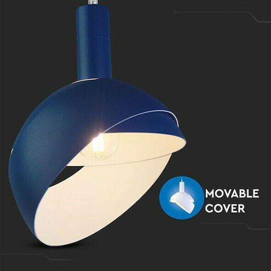 V-TAC Pendant Light Blue Bell with Socket E27 18cm