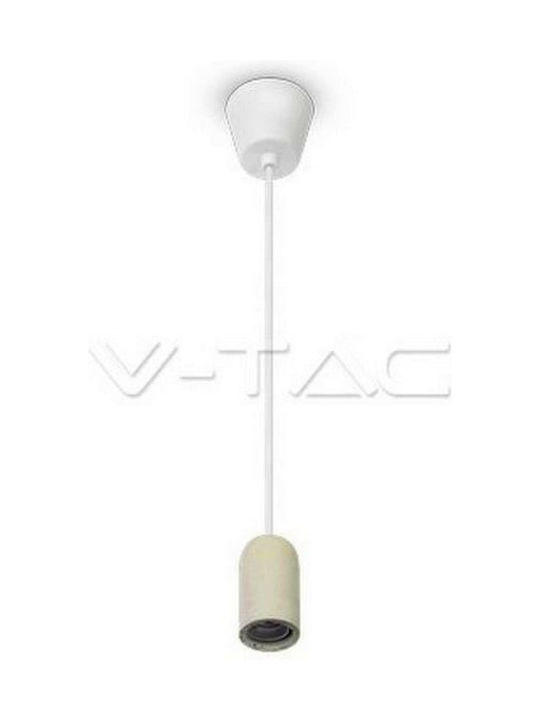 V-TAC Cement Pendul de iluminat Suspendare pentru soclu E27 Alb