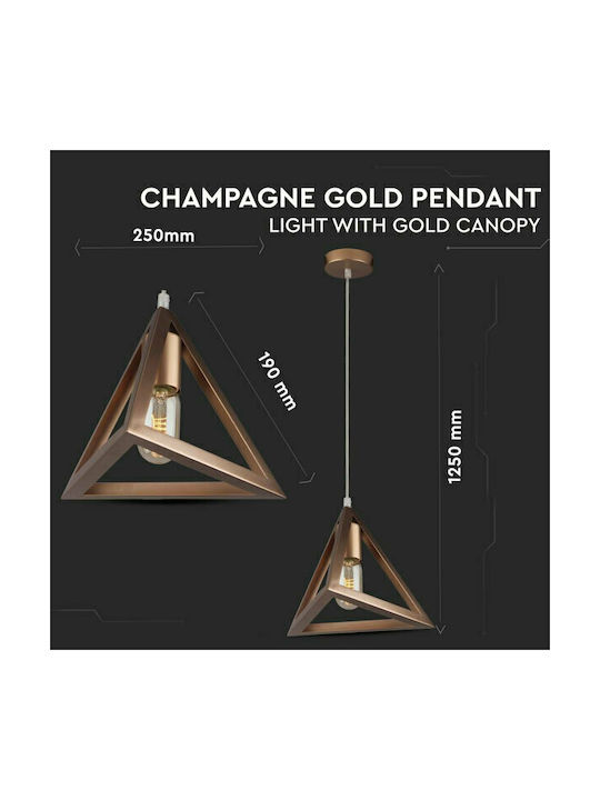 V-TAC Pyramid Pendant Light Bronze Grid with Socket E27 25x19x125cm