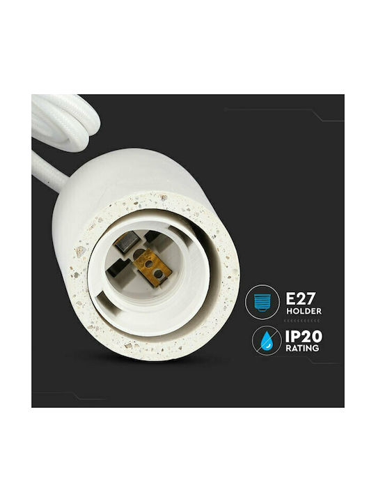 V-TAC Cement Pendant Light White with Socket E27 5x9.5x105cm