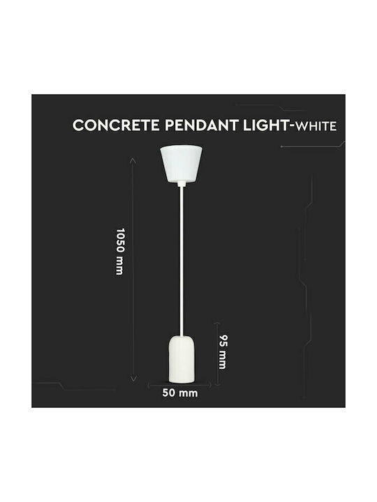 V-TAC Cement Pendant Light White with Socket E27 5x9.5x105cm