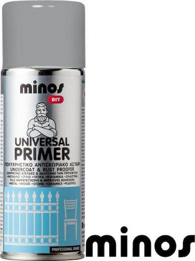 Minos Spray Σπρέι Αστάρι Universal Primer με Μεταλλικό Εφέ Γκρι 400ml