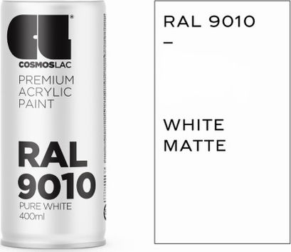 Cosmos Lac Σπρέι Βαφής Premium Acrylic με Ματ Εφέ Pure White RAL 9010 400ml