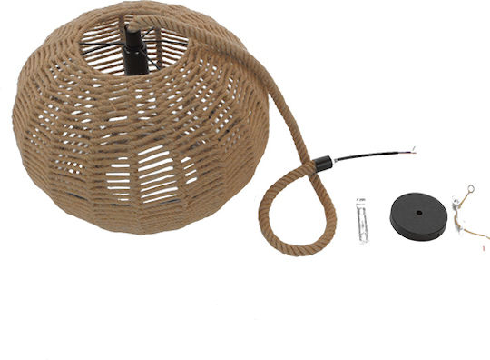 GloboStar Capri Beige Boho Grid Pendant Ceiling Light with E27 Socket 40x40x33cm