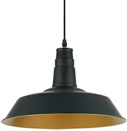 Elmark Matt Pendant Light Black Bell with Socket E27 36x129cm