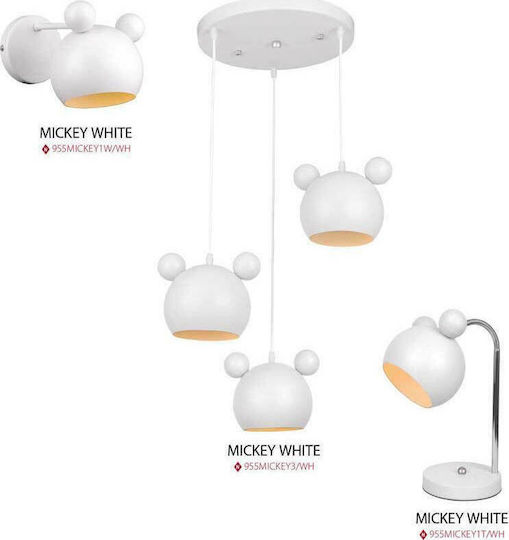 Elmark Metallic Kids Wall Light Mickey White