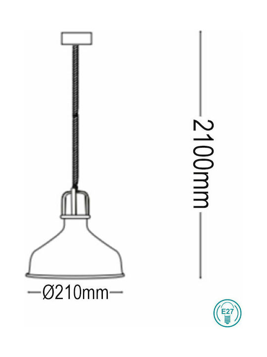 Ideal Lux Eris 1 Vintage Κρεμαστό Φωτιστικό Μονόφωτο Καμπάνα με Ντουί E27 σε Λευκό Χρώμα