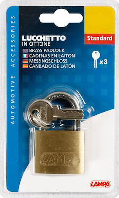 Lampa Standard Steel Padlock Brass with Key 50mm 50mm