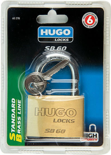 Hugo Locks SB 20 Steel Padlock Brass with Key Heavy Duty 20mm 1pcs