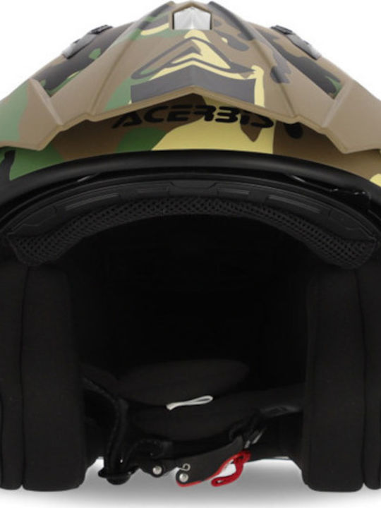 Acerbis Aria Camo Green/Brown Matt Motorcycle Helmet Jet 1050gr with Sunvisor